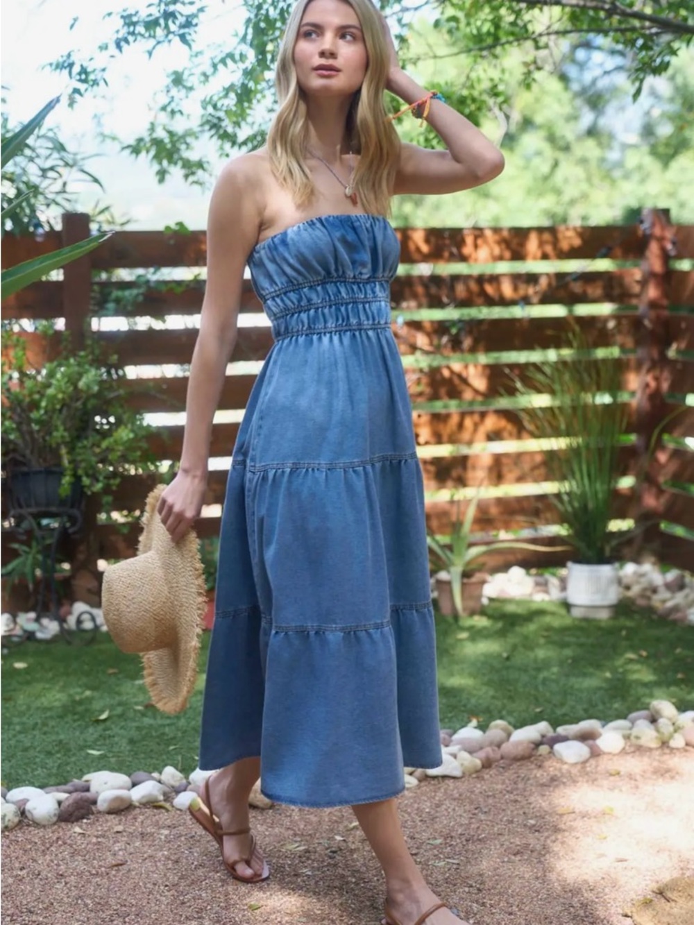 🆕🤍STRAPLESS DENIM DRESS